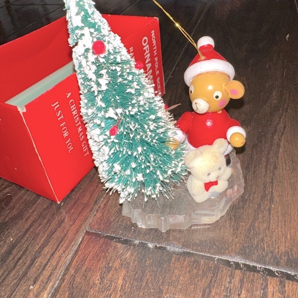 Vintage Kmart Christmas Tree and Bear Ornament Set